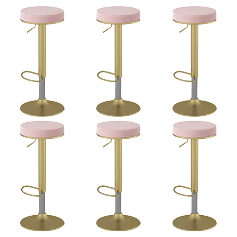 Glam Liftable Rotatable Counter Stool Steel Cafe Bar Stool with Velvet Cushion and Pedal