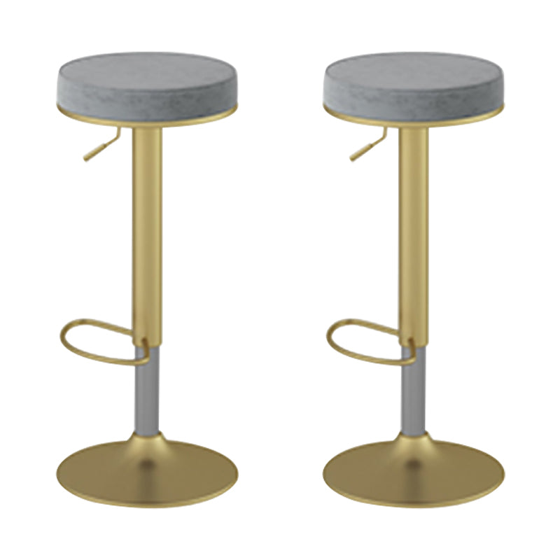 Glam Liftable Rotatable Counter Stool Steel Cafe Bar Stool with Velvet Cushion and Pedal