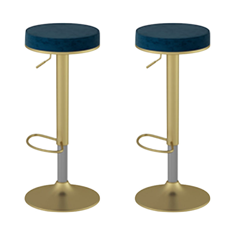 Glam Liftable Rotatable Counter Stool Steel Cafe Bar Stool with Velvet Cushion and Pedal