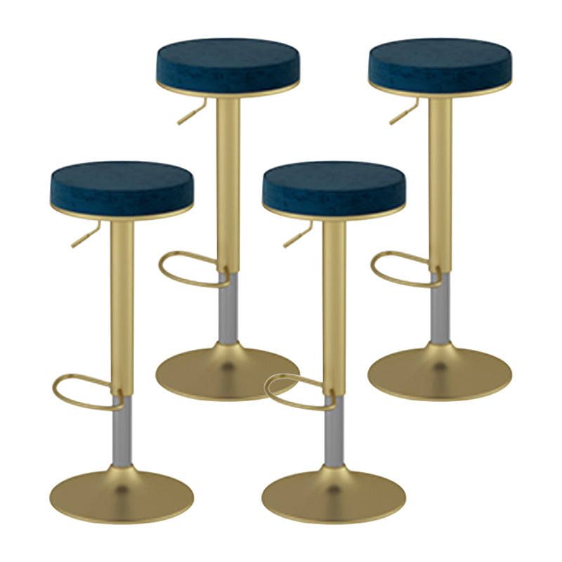 Glam Liftable Rotatable Counter Stool Steel Cafe Bar Stool with Velvet Cushion and Pedal