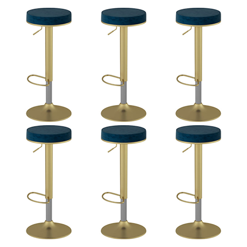 Glam Liftable Rotatable Counter Stool Steel Cafe Bar Stool with Velvet Cushion and Pedal