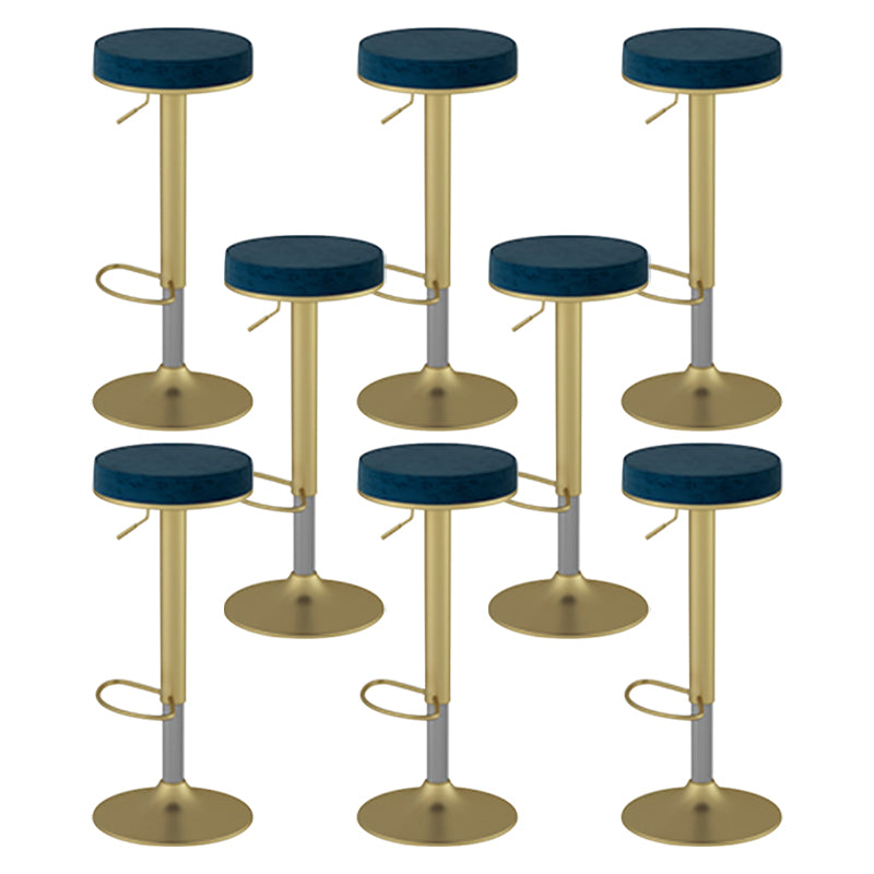 Glam Liftable Rotatable Counter Stool Steel Cafe Bar Stool with Velvet Cushion and Pedal