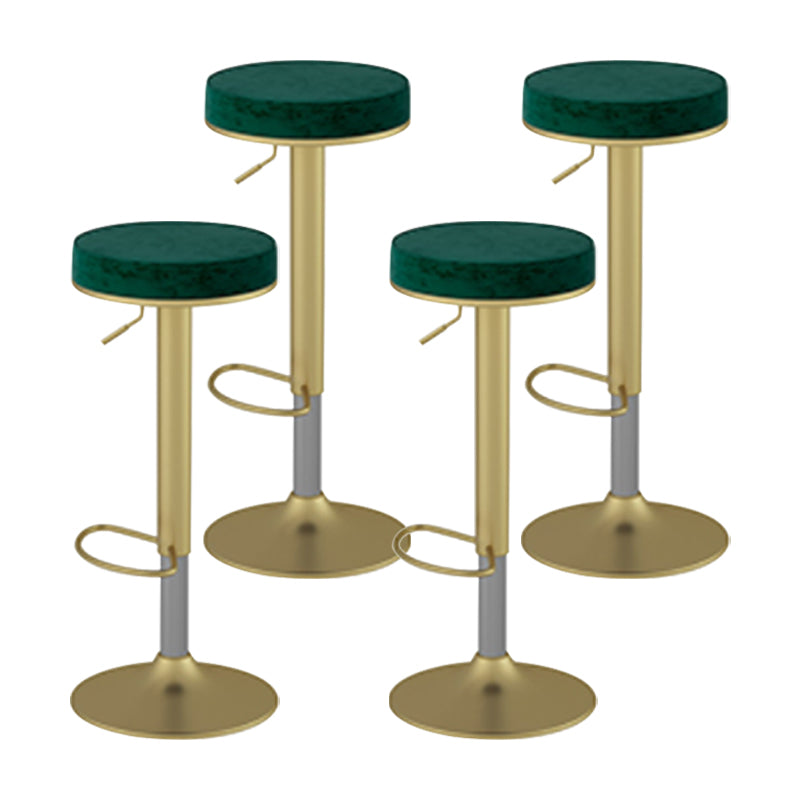 Glam Liftable Rotatable Counter Stool Steel Cafe Bar Stool with Velvet Cushion and Pedal