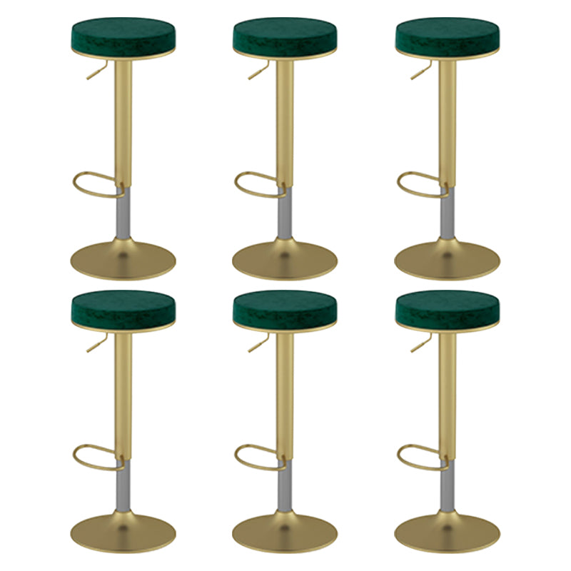 Glam Liftable Rotatable Counter Stool Steel Cafe Bar Stool with Velvet Cushion and Pedal