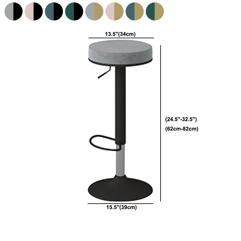 Glam Liftable Rotatable Counter Stool Steel Cafe Bar Stool with Velvet Cushion and Pedal