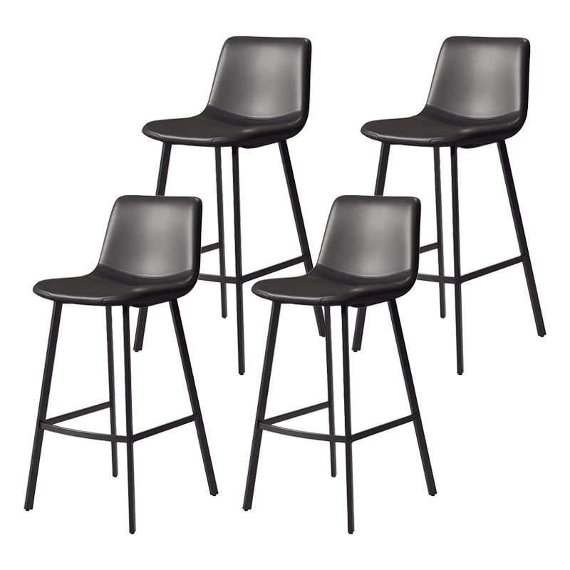 Glam Backrest Armless Counter Stool Iron Kitchen Bar Stool with Leather Cushion and Pedal