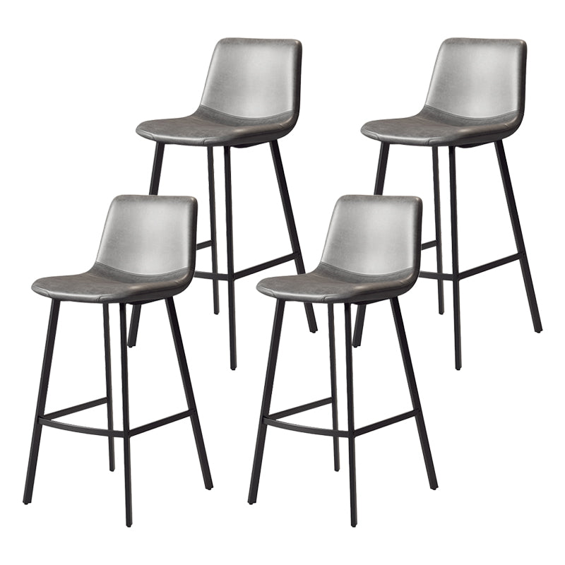 Glam Backrest Armless Counter Stool Iron Kitchen Bar Stool with Leather Cushion and Pedal