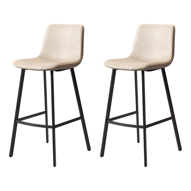 Glam Backrest Armless Counter Stool Iron Kitchen Bar Stool with Leather Cushion and Pedal