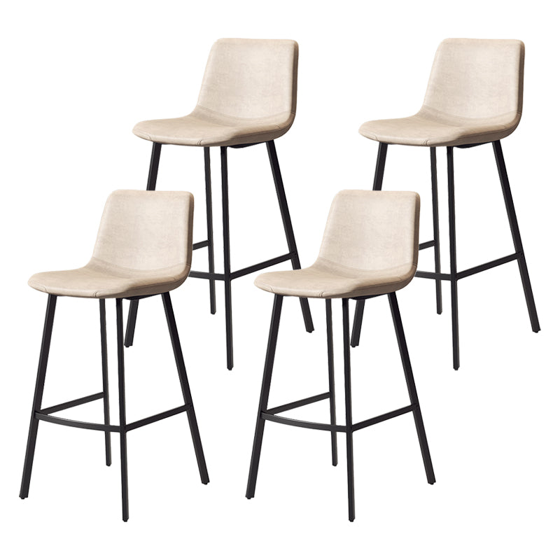 Glam Backrest Armless Counter Stool Iron Kitchen Bar Stool with Leather Cushion and Pedal