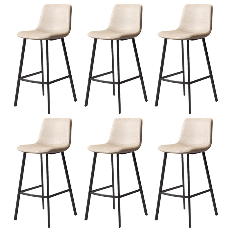 Glam Backrest Armless Counter Stool Iron Kitchen Bar Stool with Leather Cushion and Pedal