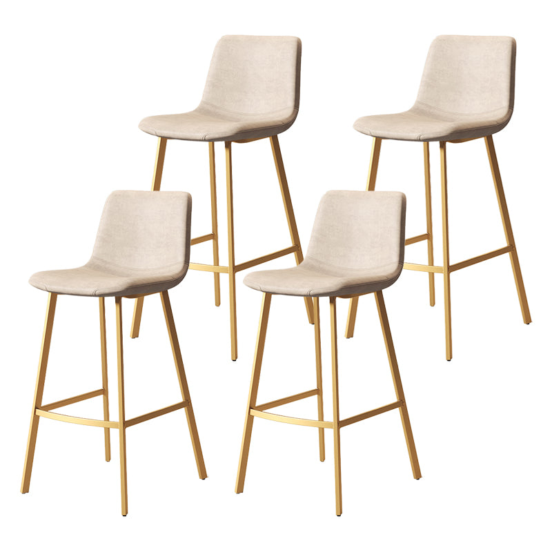 Glam Backrest Armless Counter Stool Iron Kitchen Bar Stool with Leather Cushion and Pedal