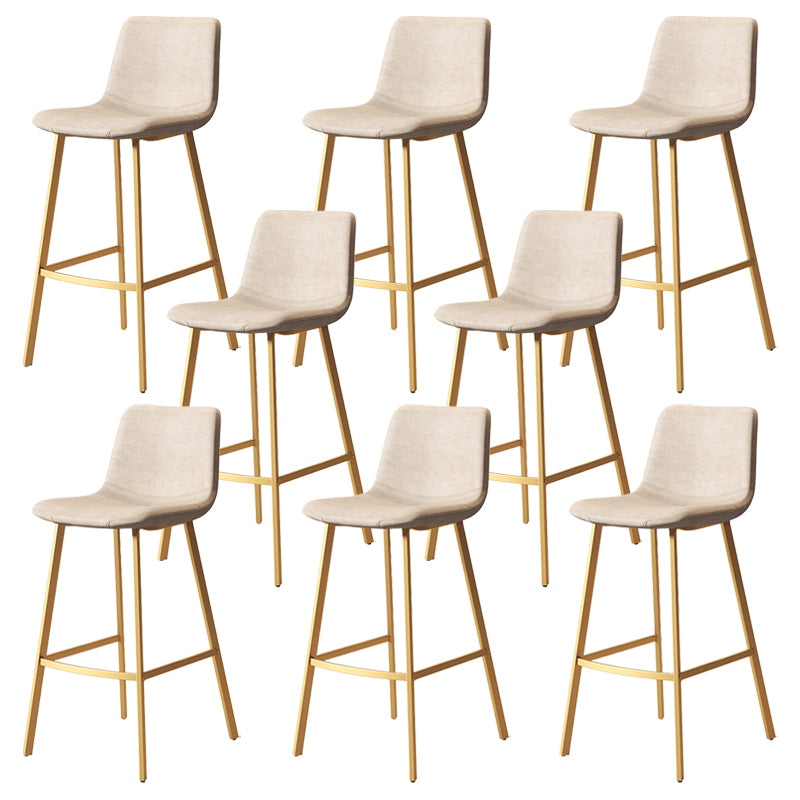 Glam Backrest Armless Counter Stool Iron Kitchen Bar Stool with Leather Cushion and Pedal