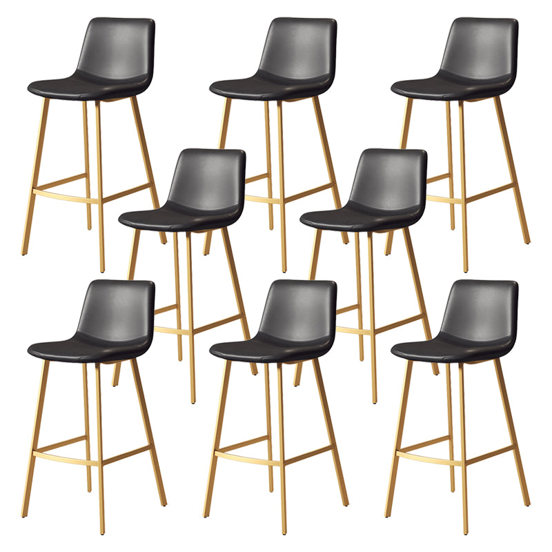 Glam Backrest Armless Counter Stool Iron Kitchen Bar Stool with Leather Cushion and Pedal