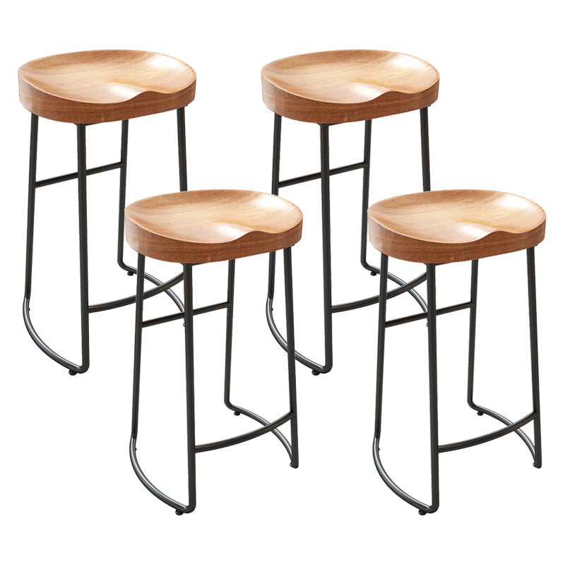 Modern Armless Backless Counter StooI Iron Cashier Bar Stool with Wooden Seat and Pedal