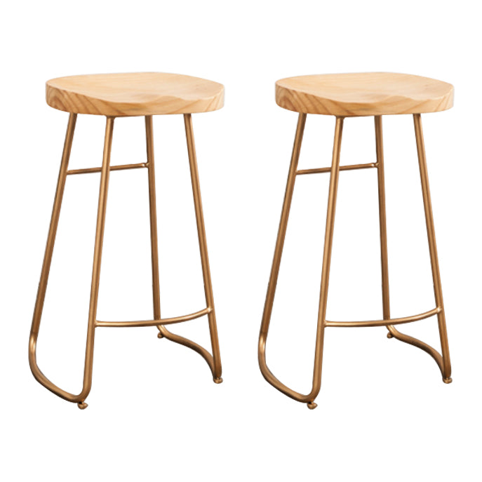 Modern Armless Backless Counter StooI Iron Cashier Bar Stool with Wooden Seat and Pedal