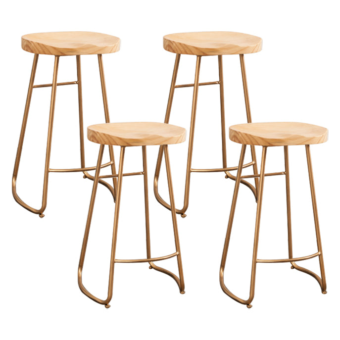 Modern Armless Backless Counter StooI Iron Cashier Bar Stool with Wooden Seat and Pedal