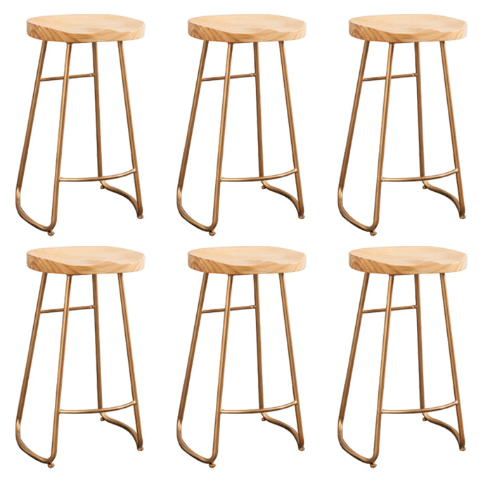 Modern Armless Backless Counter StooI Iron Cashier Bar Stool with Wooden Seat and Pedal