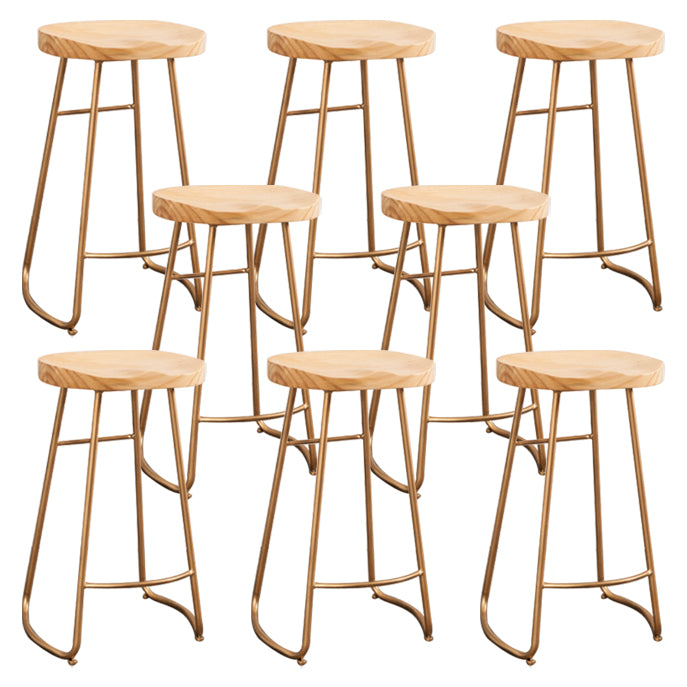 Modern Armless Backless Counter StooI Iron Cashier Bar Stool with Wooden Seat and Pedal