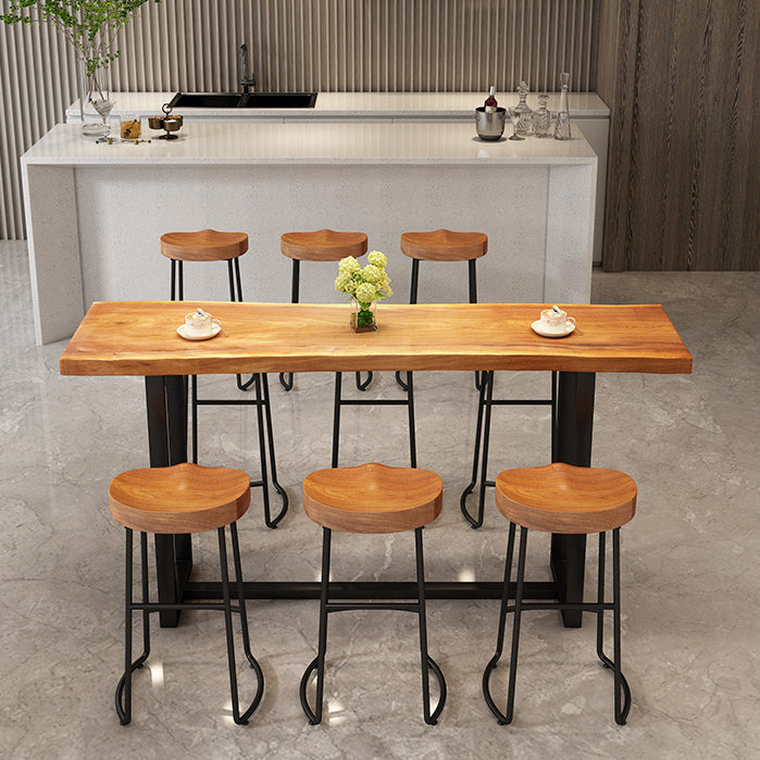 Modern Armless Backless Counter StooI Iron Cashier Bar Stool with Wooden Seat and Pedal