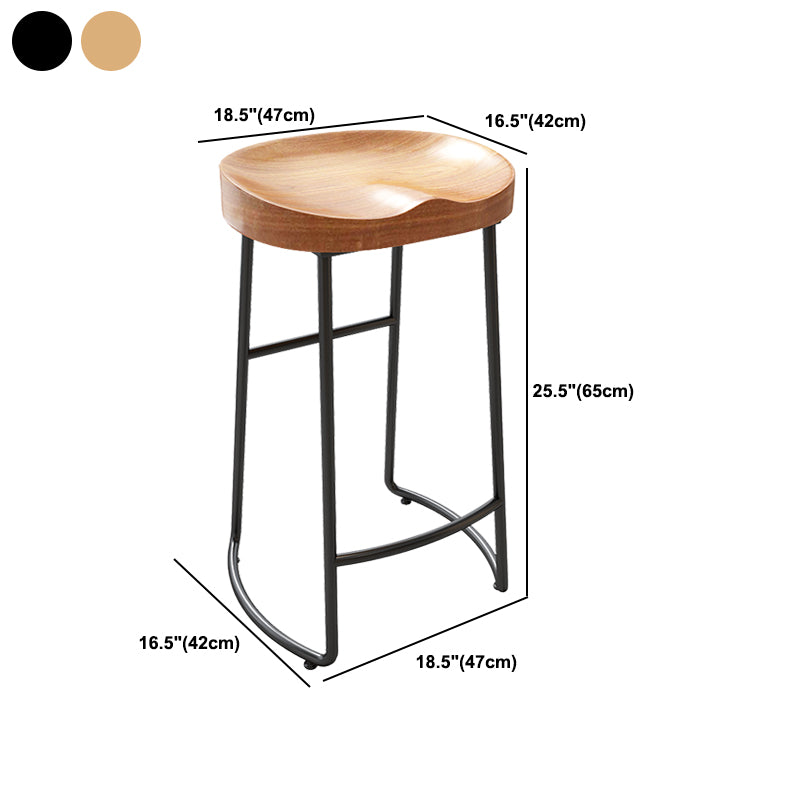 Modern Armless Backless Counter StooI Iron Cashier Bar Stool with Wooden Seat and Pedal