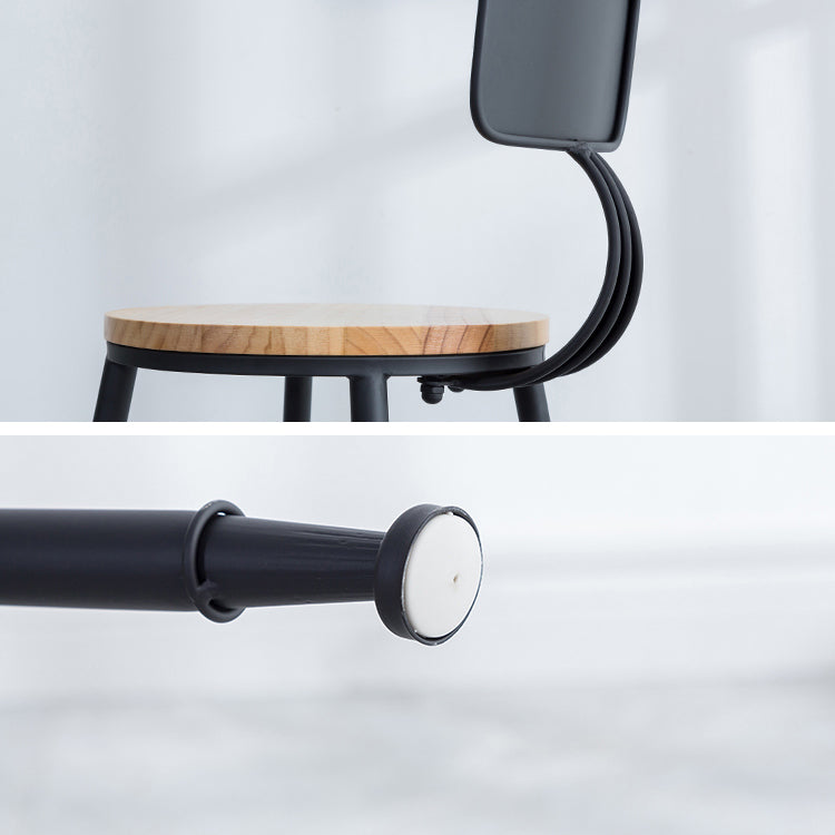 Industrial Round Counter Chair Wood and Metal Bar and Counter Stool with Footrest