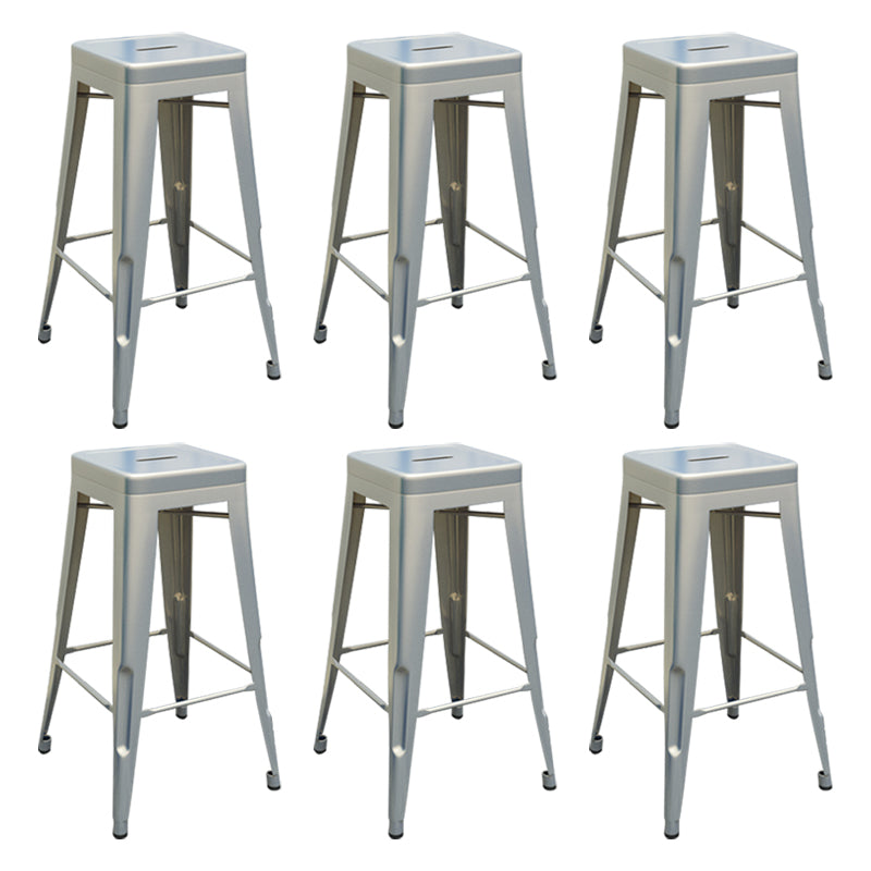 Modern Armless Backless Counter Stool Iron Cashier Bar Stool with Seat and Pedal