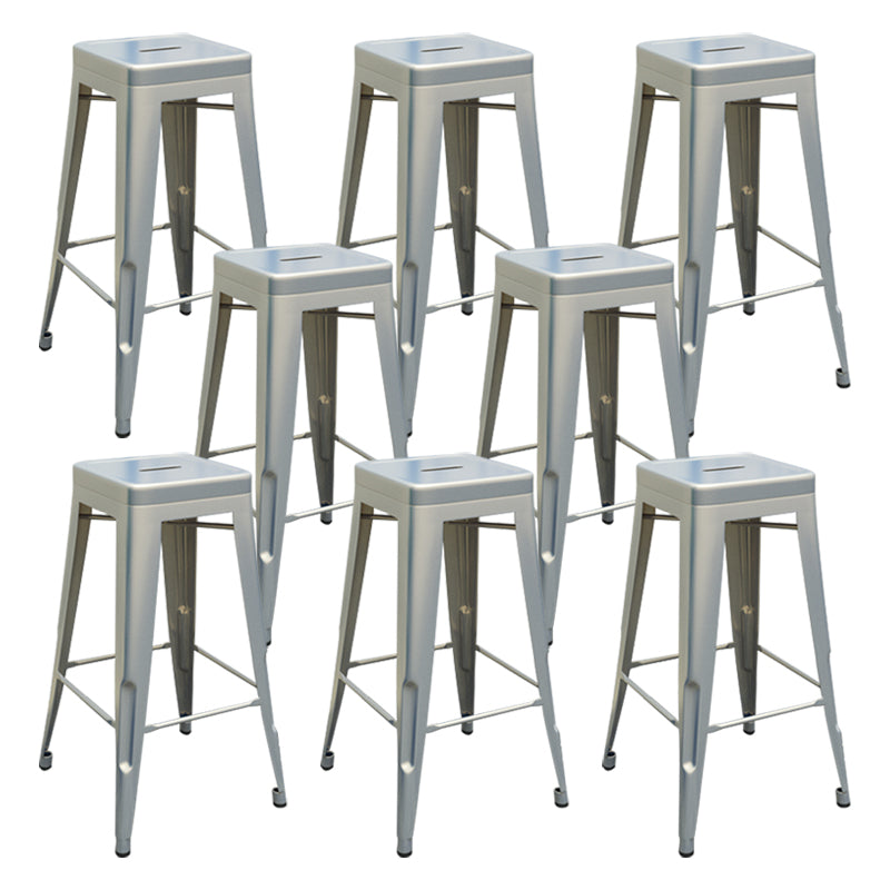 Modern Armless Backless Counter Stool Iron Cashier Bar Stool with Seat and Pedal