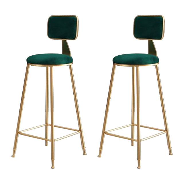 Nordic Backrest Armless Counter Stool Iron Kitchen Bar Stool with Velvet Cushion