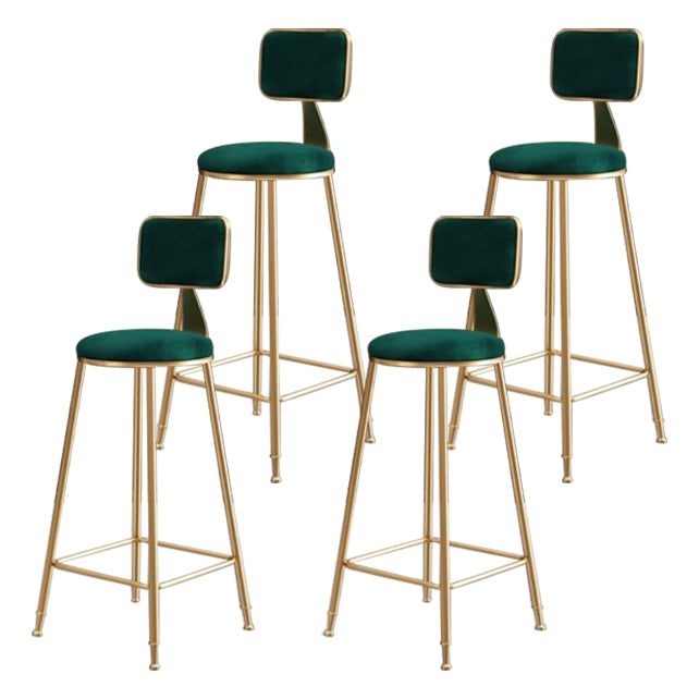 Nordic Backrest Armless Counter Stool Iron Kitchen Bar Stool with Velvet Cushion