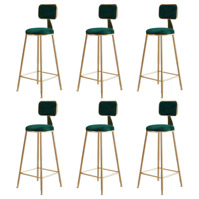 Nordic Backrest Armless Counter Stool Iron Kitchen Bar Stool with Velvet Cushion