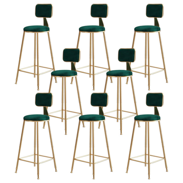 Nordic Backrest Armless Counter Stool Iron Kitchen Bar Stool with Velvet Cushion