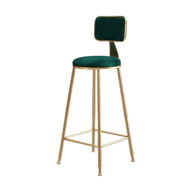 Nordic Backrest Armless Counter Stool Iron Kitchen Bar Stool with Velvet Cushion