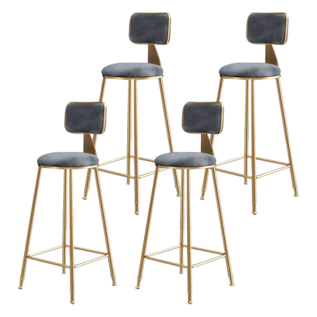 Nordic Backrest Armless Counter Stool Iron Kitchen Bar Stool with Velvet Cushion