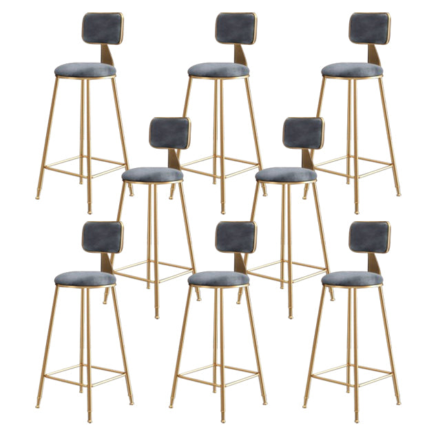 Nordic Backrest Armless Counter Stool Iron Kitchen Bar Stool with Velvet Cushion
