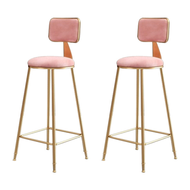 Nordic Backrest Armless Counter Stool Iron Kitchen Bar Stool with Velvet Cushion
