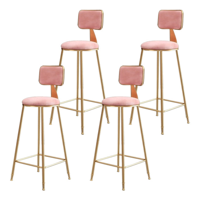 Nordic Backrest Armless Counter Stool Iron Kitchen Bar Stool with Velvet Cushion