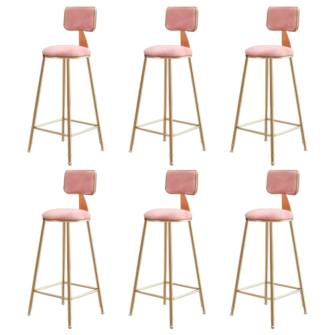 Nordic Backrest Armless Counter Stool Iron Kitchen Bar Stool with Velvet Cushion