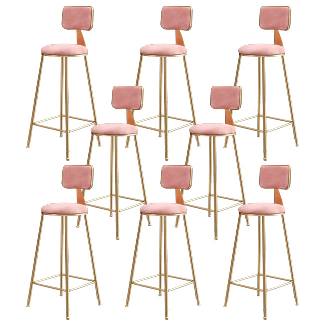 Nordic Backrest Armless Counter Stool Iron Kitchen Bar Stool with Velvet Cushion