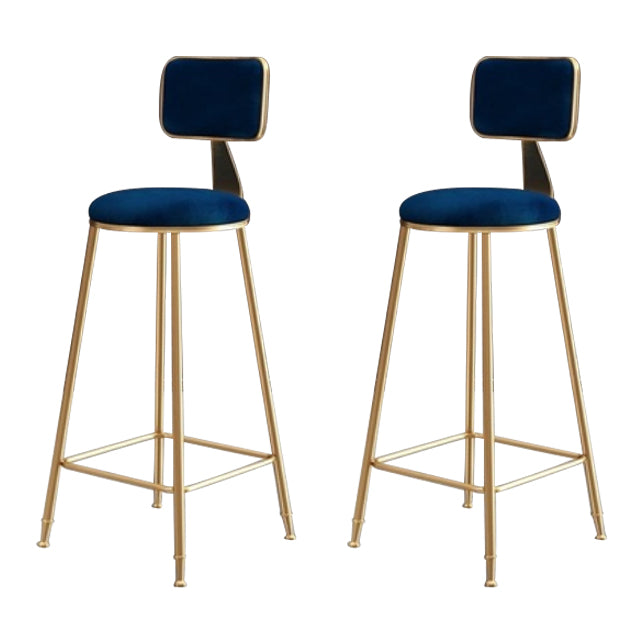 Nordic Backrest Armless Counter Stool Iron Kitchen Bar Stool with Velvet Cushion