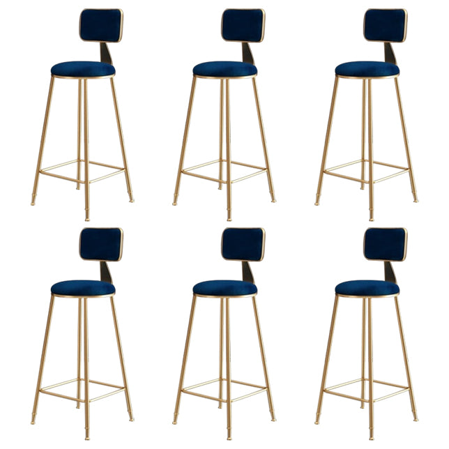 Nordic Backrest Armless Counter Stool Iron Kitchen Bar Stool with Velvet Cushion
