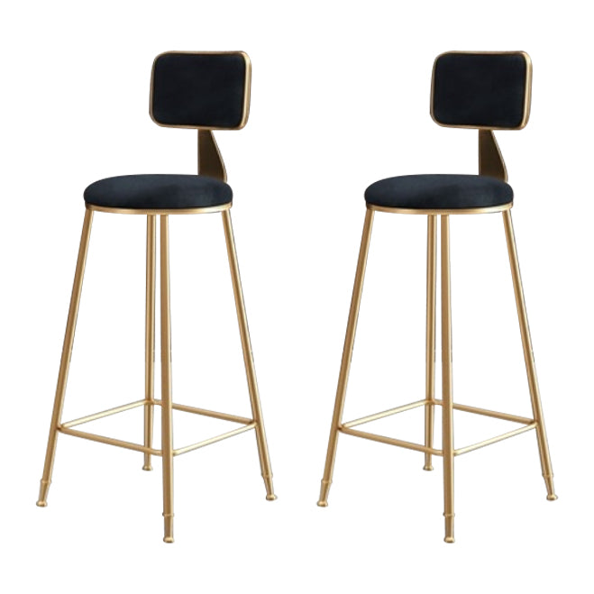 Nordic Backrest Armless Counter Stool Iron Kitchen Bar Stool with Velvet Cushion