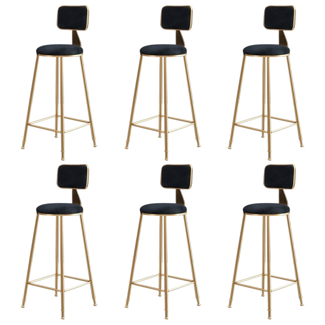 Nordic Backrest Armless Counter Stool Iron Kitchen Bar Stool with Velvet Cushion
