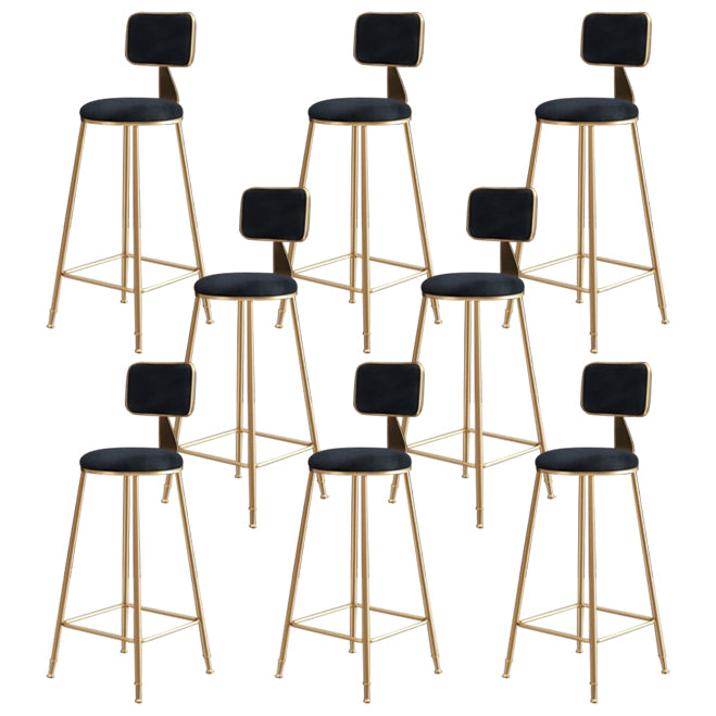 Nordic Backrest Armless Counter Stool Iron Kitchen Bar Stool with Velvet Cushion