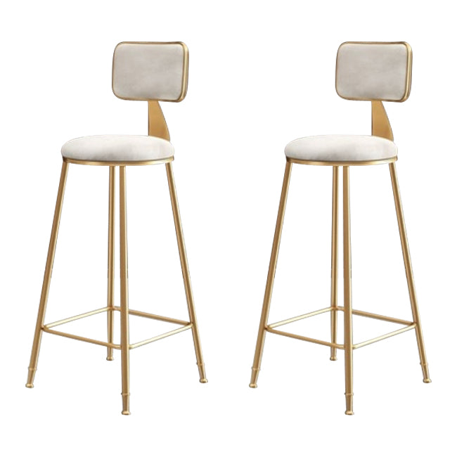 Nordic Backrest Armless Counter Stool Iron Kitchen Bar Stool with Velvet Cushion