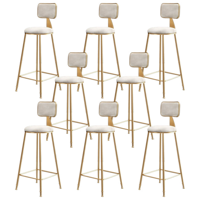 Nordic Backrest Armless Counter Stool Iron Kitchen Bar Stool with Velvet Cushion