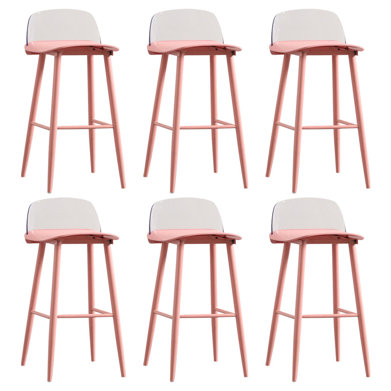 Nordic Armless Backrest Counter Stool Iron Kitchen Bar Stool with Acrylic Seat and Pedal