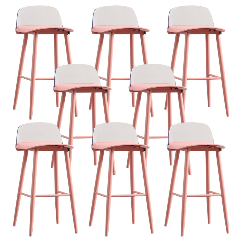 Nordic Armless Backrest Counter Stool Iron Kitchen Bar Stool with Acrylic Seat and Pedal