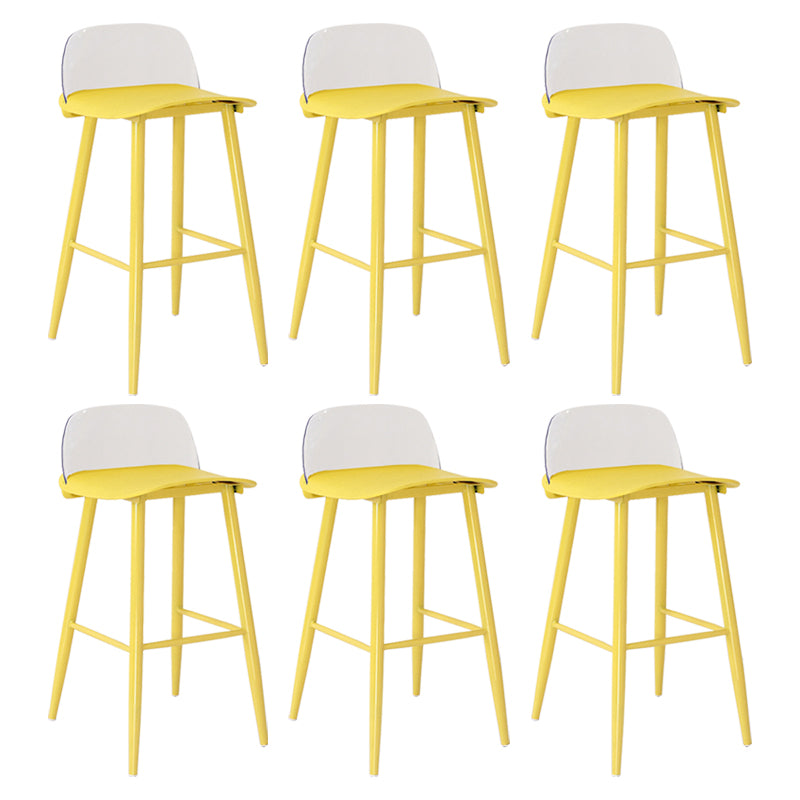Nordic Armless Backrest Counter Stool Iron Kitchen Bar Stool with Acrylic Seat and Pedal