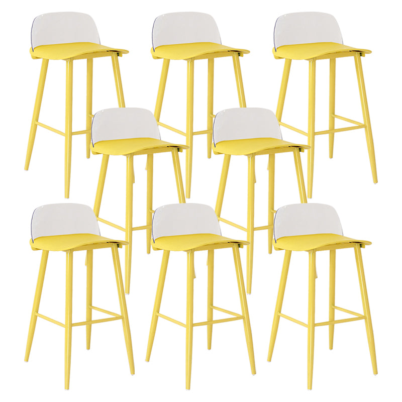 Nordic Armless Backrest Counter Stool Iron Kitchen Bar Stool with Acrylic Seat and Pedal