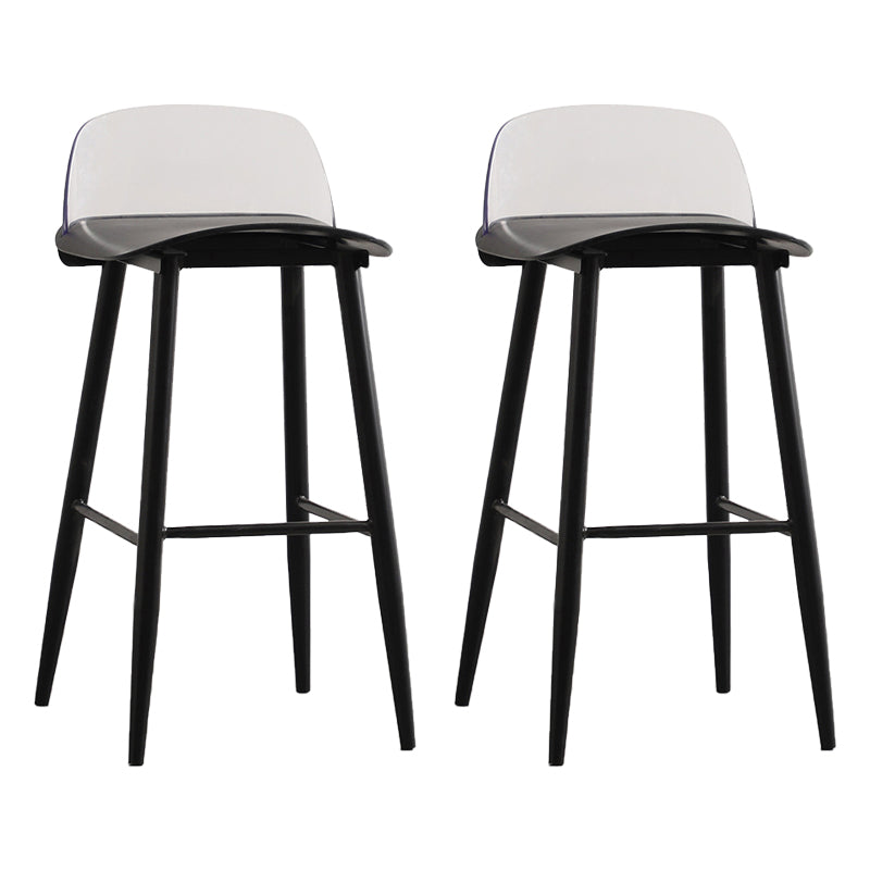 Nordic Armless Backrest Counter Stool Iron Kitchen Bar Stool with Acrylic Seat and Pedal